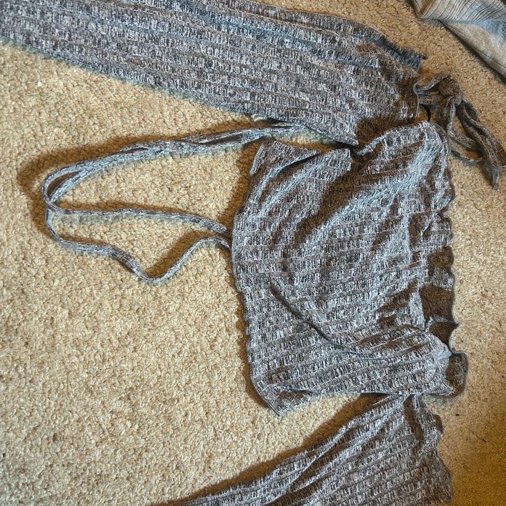 Gray Textured Two-Piece Set